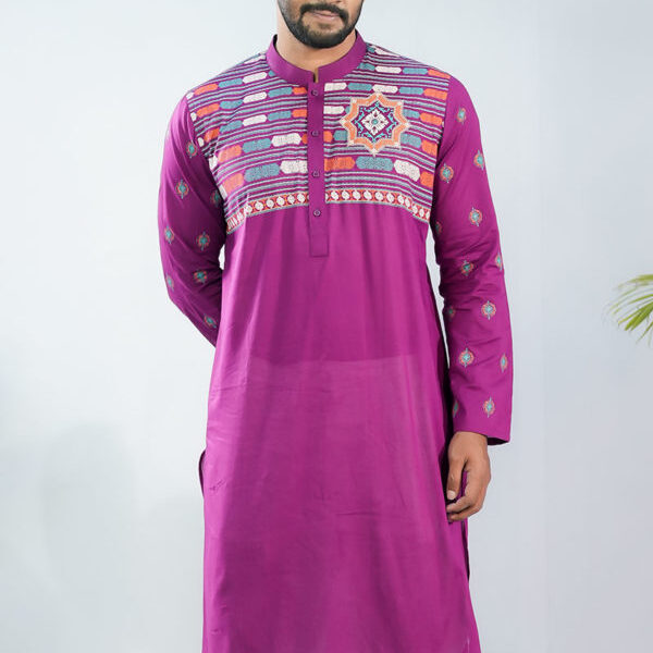 Vivid Purple Voile Printed Panjabi (Copy)
